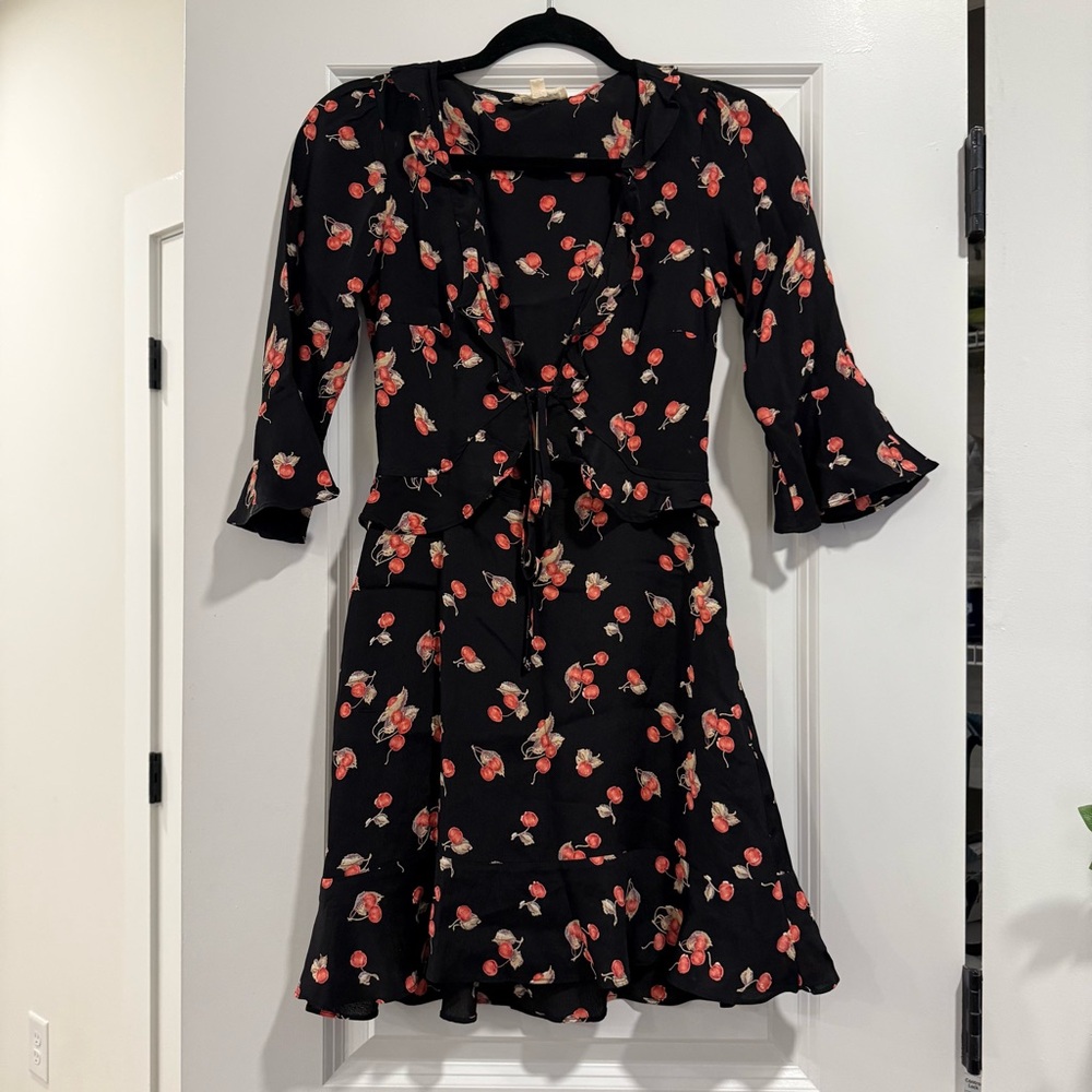 For Love & Lemons Black Cherry Dress. Front Tie Mini Dress. Size S
